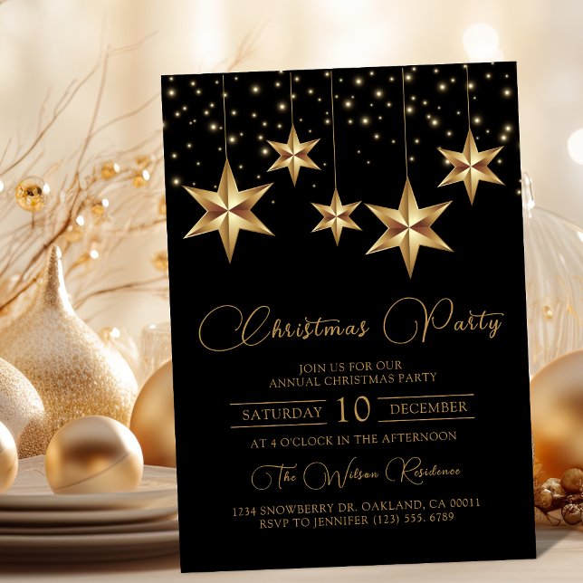 Invitation Soirée de Noël Gold Star (Créateur téléchargé)