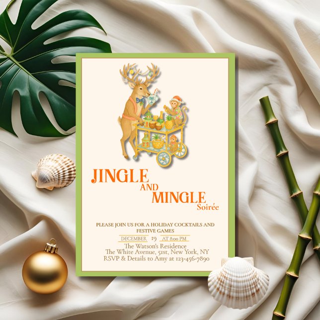 Invitation Soirée de Noël Jingle & Mingle Tropical (Jingle & Mingle Christmas party Tropical Invitation)