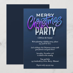 Invitation Soirée de Noël Joyeux Bleu
