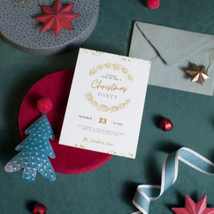 Invitation Soirée de Noël minimaliste Gold et White de luxe