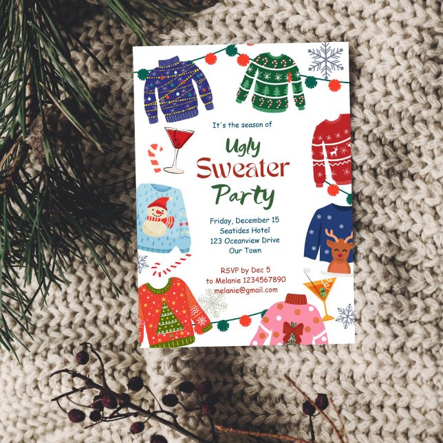 Invitation Soirée de Noël moche (Ugly sweater Christmas party funny Invitation editable template instant download office party invite)