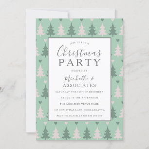 Invitation Soirée de Noël Motif de l'arbre de Noël vert