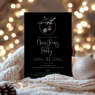 Invitation Soirée de Noël Noir de la couronne nature cosy