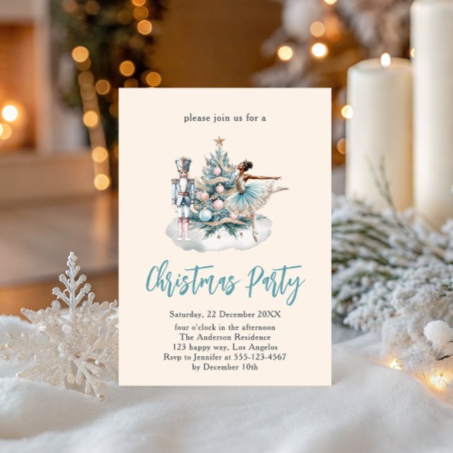 Invitation Soirée de Noël Nutcracker | Élégant Fête Beige (Créateur téléchargé)