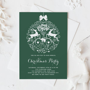 Invitation Soirée de Noël Ornat Festif Vert