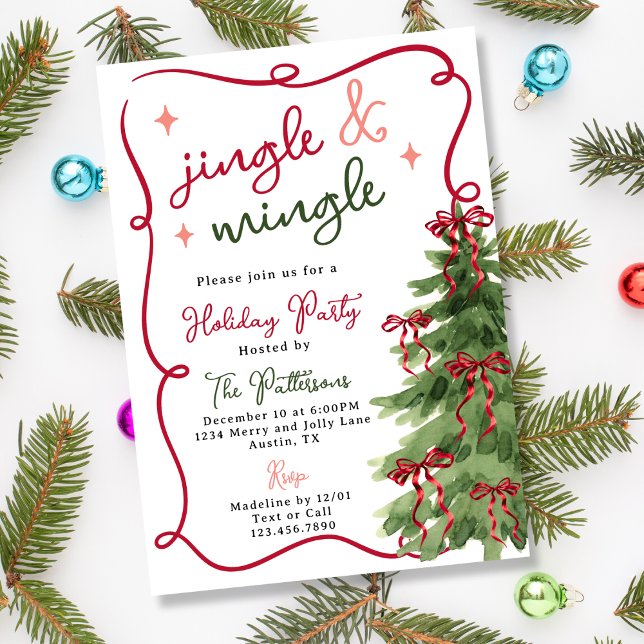Invitation Soirée de Noël Retro Fun Jingle & Mingle (Créateur téléchargé)