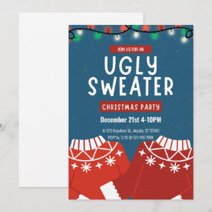 Invitation Soirée de Noël rétro Ugly Sweat