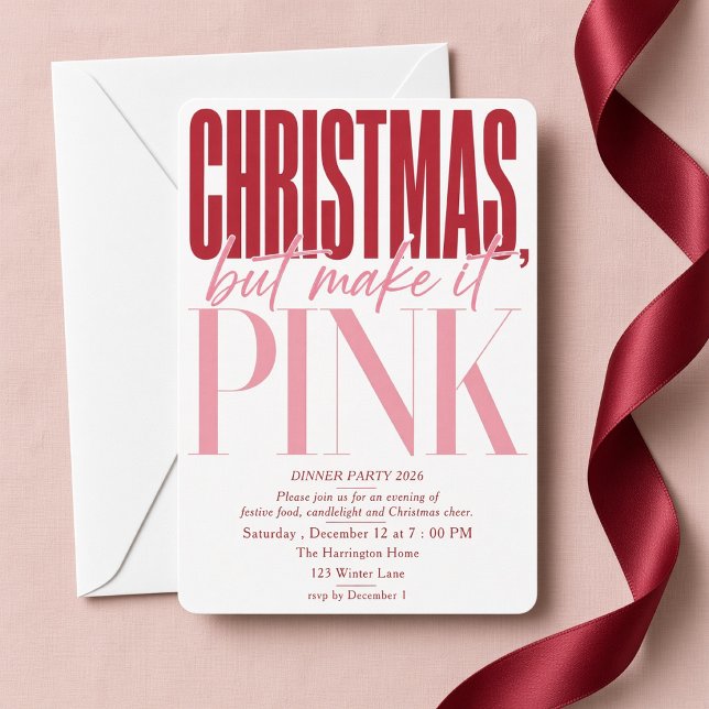 Invitation Soirée de Noël rose (Créateur téléchargé)