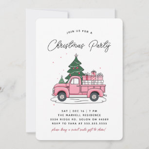 Invitation Soirée de Noël rose