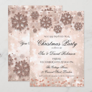 Invitation Soirée de Noël Rose Gold