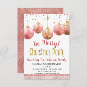 Invitation Soirée de Noël Rose Gold Orament