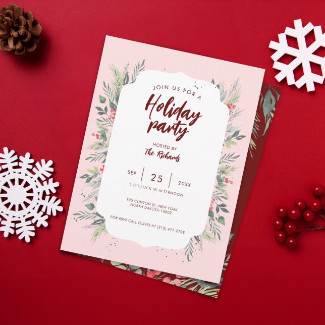 Invitation Soirée de Noël sur le thème du feuillage botanique (Créateur téléchargé)