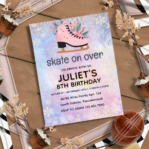 Invitation Soirée de patinage sur glace cool 8e anniversaire