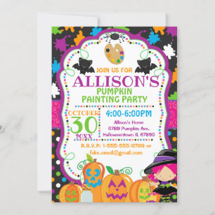 Invitation Soirée de peinture Citrouille d'Halloween pour enf