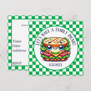 Invitation Soirée de pique-nique en sandwich mignon
