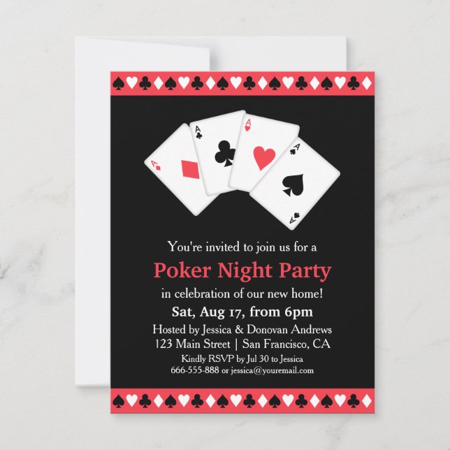 Invitation Soirée de poker pour une pendaison de crémaillère (Devant)