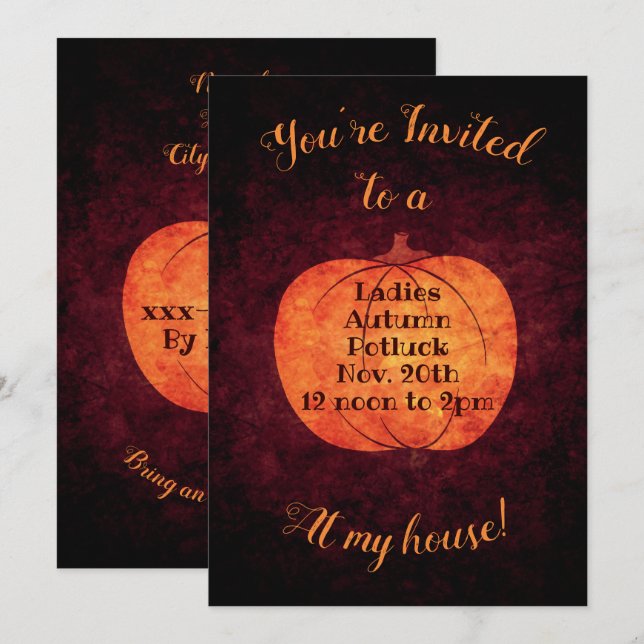 Invitation Soirée de potluck d'automne (Devant / Derrière)