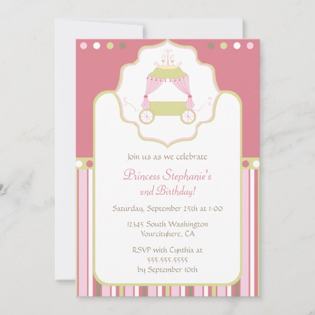 Invitation Soirée de princesse en chariot (Devant)