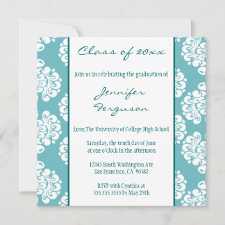 Invitation Soirée de remise de diplômes en aqua damask faire-
