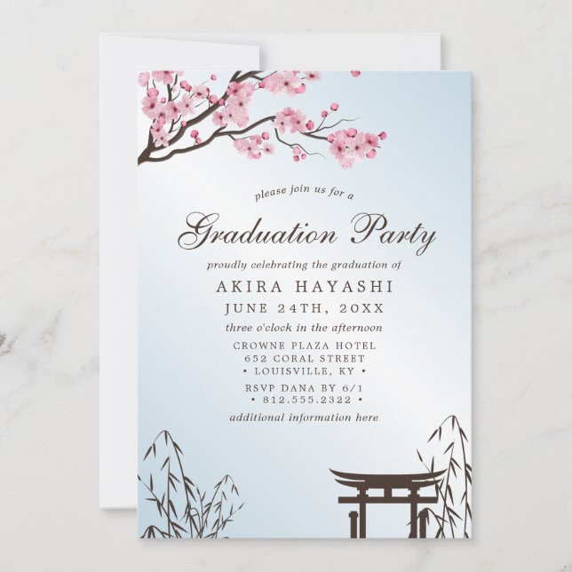 Invitation Soirée de remise des diplômes Sakura Fleur de Ceri (Devant)