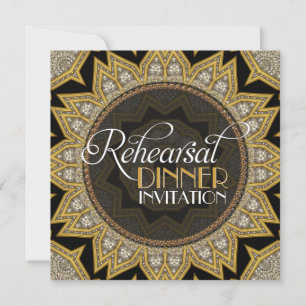 Invitation Soirée de répétition Art déco en or noir élégant