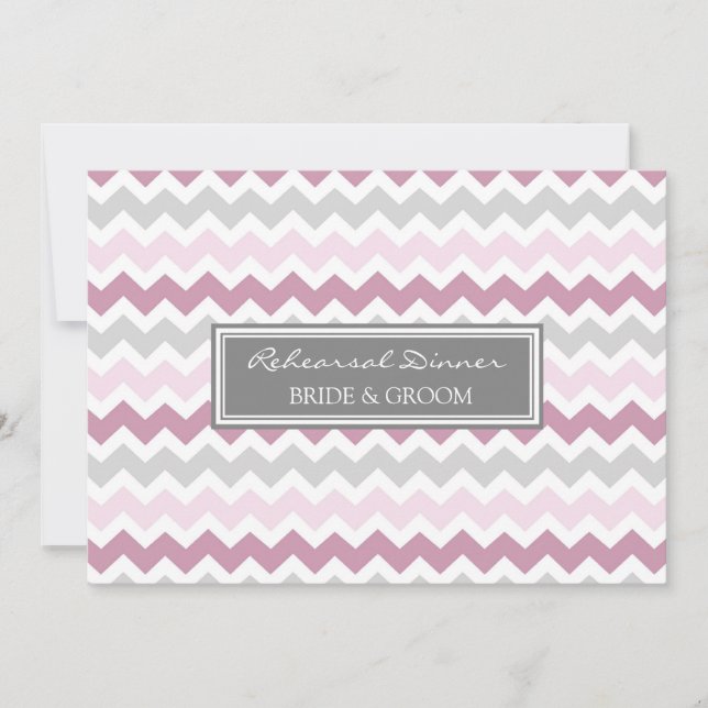 Invitation Soirée de répétition Chevron gris rose (Devant)