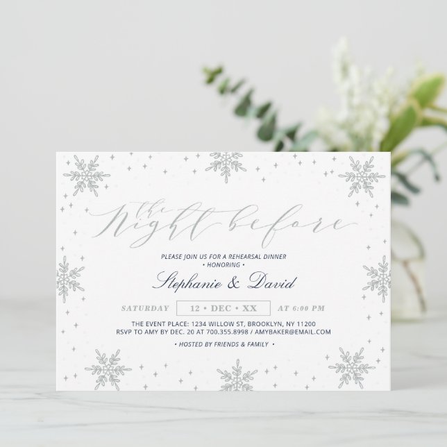 Invitation Soirée de répétition d'hiver argent et marine Silv (Debout devant)
