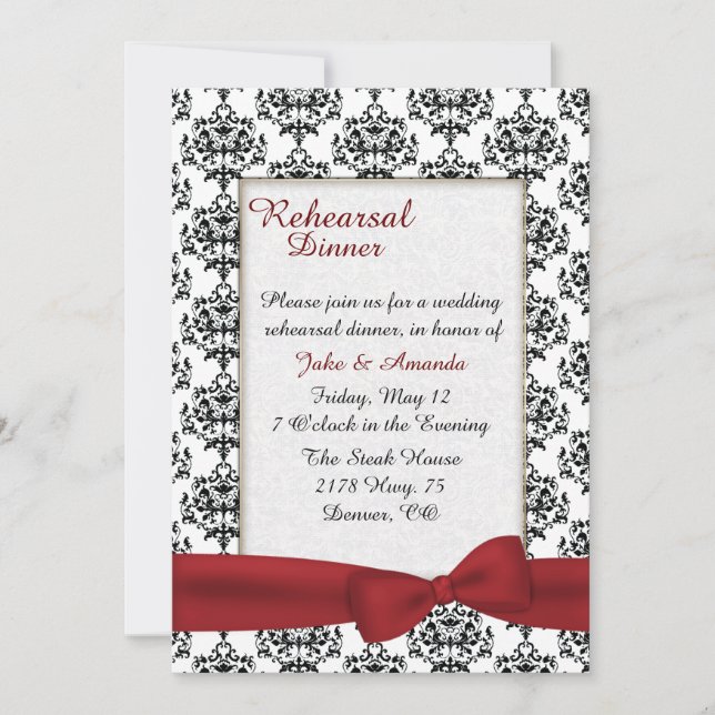 Invitation Soirée De Répétition Mariage damassé (Devant)