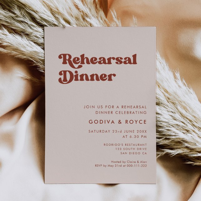 Invitation Soirée de répétition stylish retro pêche rose (Créateur téléchargé)