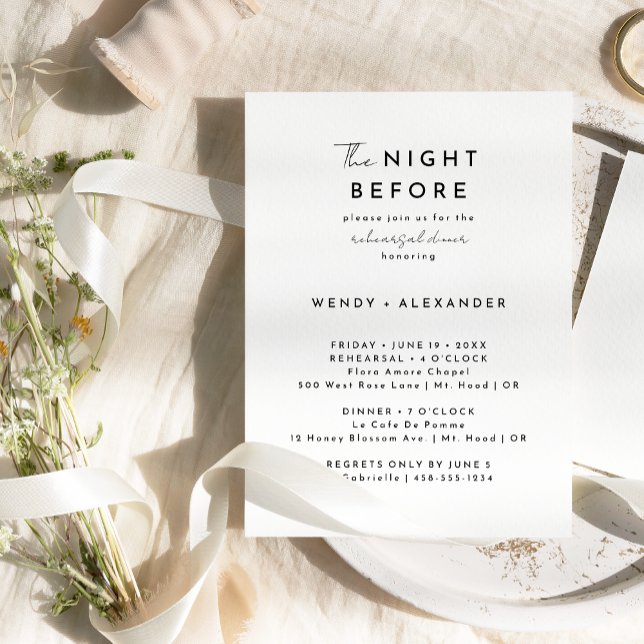 Invitation Soirée De Script Moderne Blanche Avant Le Dîner De (Créateur téléchargé)