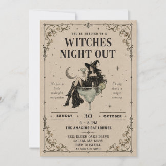 Invitation Soirée de sorcières vintage pour Halloween