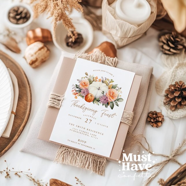 Invitation Soirée de Thanksgiving Fête Citrouille (Créateur téléchargé)