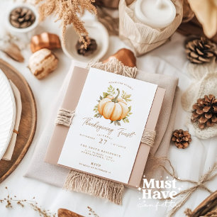 Invitation Soirée de Thanksgiving Fête Citrouille