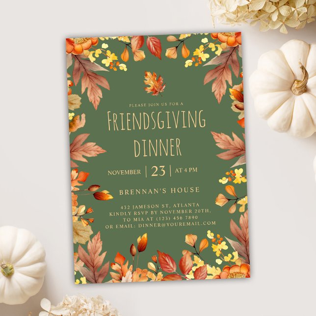 Invitation Soirée de Thanksgiving Russe Friendsgiving Dîner (Rustic Fall Friendsgiving Dinner Invitation)