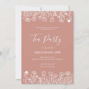 Invitation Soirée de thé à la brosse élégante Anniversaire