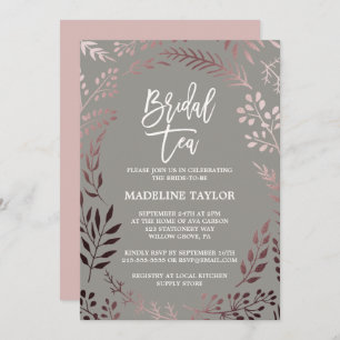 Invitation Soirée de thé Rose Gold et Grey