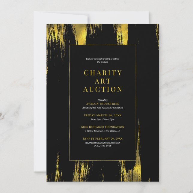 Invitation Soirée de vente aux enchères d'art de charité (Devant)