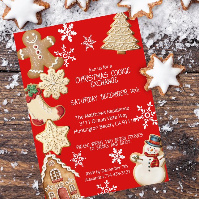 Invitation Soirée d'échange de biscuits de Noël (The perfect invitation for a fun and festive cookie exchange.)