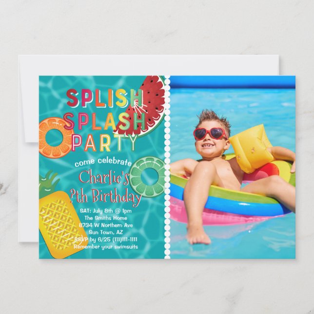 Invitation Soirée d'éclaboussure l Piscine Anniversaire l Fru (Devant)