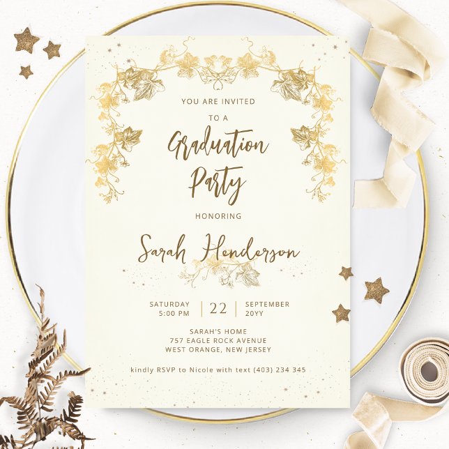 Invitation Soirée d'Élégante Gold Starry (Créateur téléchargé)