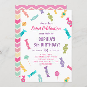 Invitation Soirée des bonbons fête d'anniversaire