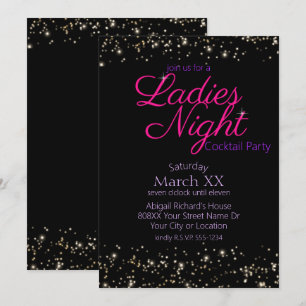Invitation Soirée des Dames Enseigne Rose Néon Cocktail Party