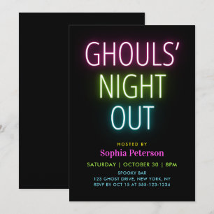 Invitation Soirée des Goules aux Lumières Néon Halloween