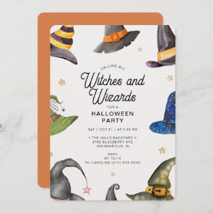 Invitation Soirée des sorciers et sorcières d'Halloween Orang