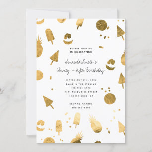 Invitation Soirée d'été de la plage Gold Foil Aduthday 
