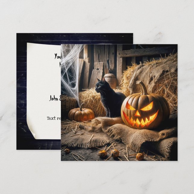 Invitation Soirée d'Halloween à la grange (Devant / Derrière)