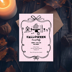 Invitation Soirée d'Halloween à main rose