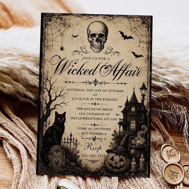 Invitation Soirée d'Halloween Affaire Méchante Vintage (Créateur téléchargé)