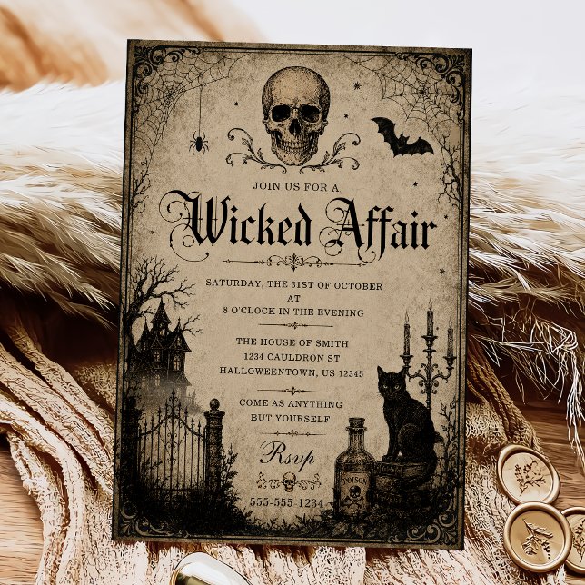 Invitation Soirée d'Halloween Affaire Méchante Vintage (Créateur téléchargé)