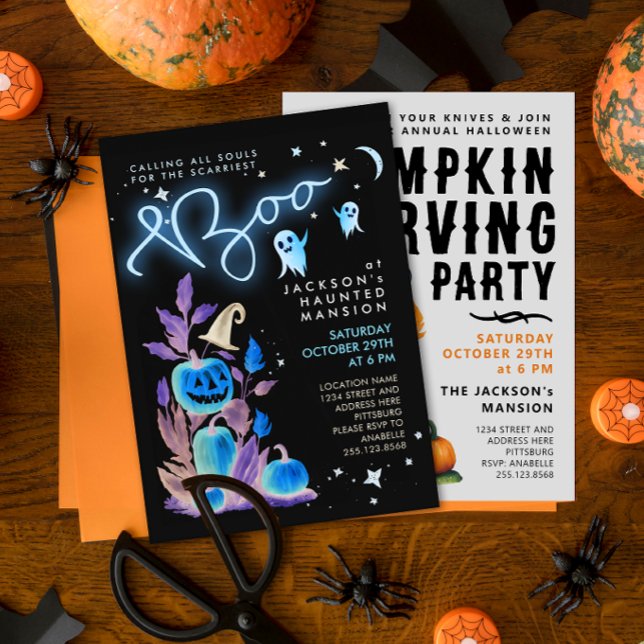 Invitation Soirée d'Halloween amusante et effrayante dans un  (Créateur téléchargé)